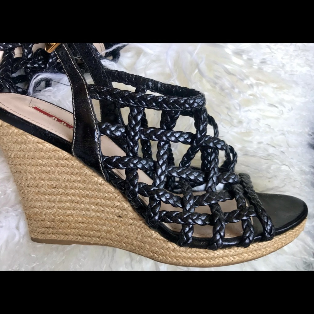 Prada sports blk braided leather cage Espadrilles - Picture 7 of 11